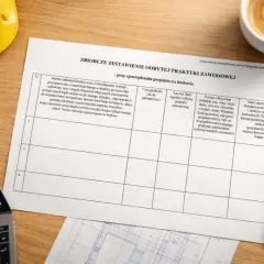 Zbiórcze zestawienie odbytej praktyki zawodowej na budowie, dokument do wypełnienia.