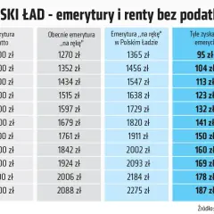 Tabela pokazuje, ile wynosi podatek od emerytury w Polskim Ładzie. Zobacz, ile zyskasz netto!