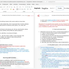 Gotowy wzór polityki prywatności dla firm. Dokument zawiera instrukcje i przykładowe treści, które pomogą stworzyć politykę prywatności wzór.