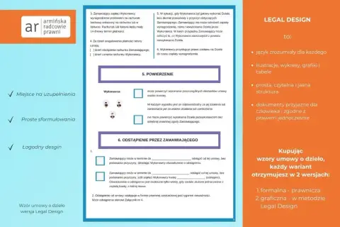 Porównanie umowa zlecenie a umowa o dzieło. Dokumenty w wersji Legal Design są proste, czytelne i zgodne z prawem.