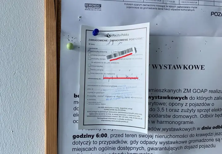 Awizo pocztowe informuje o przesyłce. Masz 14 dni na odbiór awizo.
