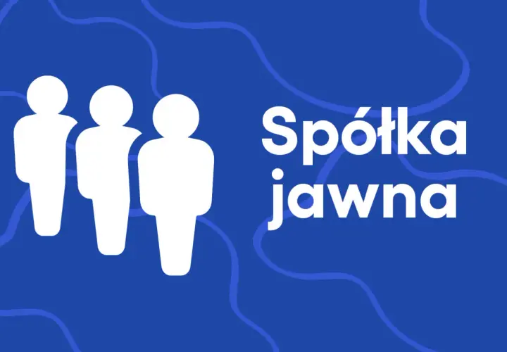 Trzy białe sylwetki ludzi obok napisu "Spółka jawna co to".