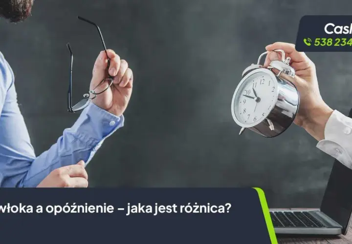 Mężczyzna z okularami w ręku i budzik wychodzący z laptopa. Czy to zwłoka, czy opóźnienie?