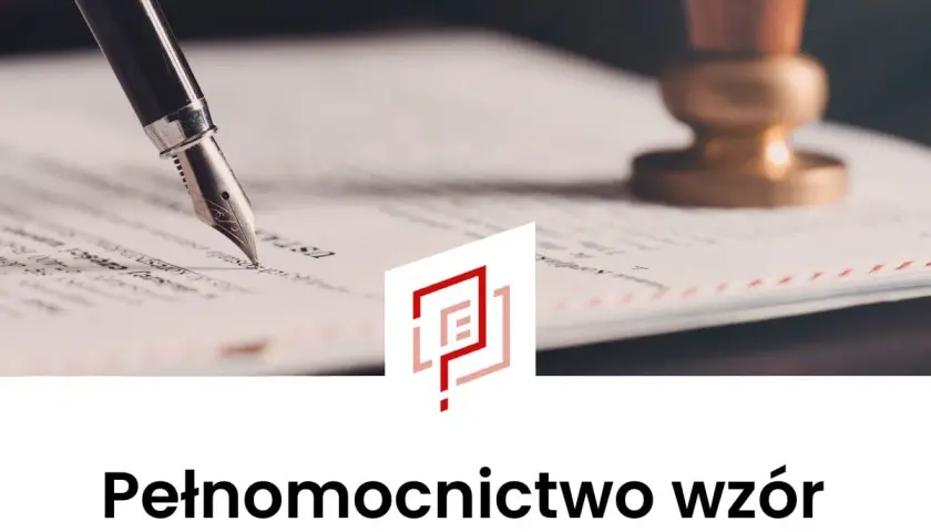 Pióro wieczne nad dokumentem, pieczęć i logo. Dowiedz się, jak napisać pełnomocnictwo.