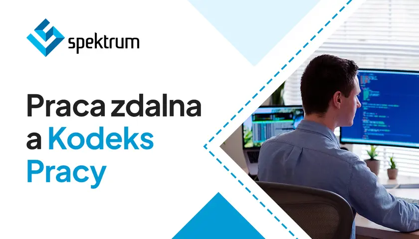 Praca zdalna a Kodeks Pracy: młody mężczyzna programuje przy biurku, analizując kod na ekranie komputera.