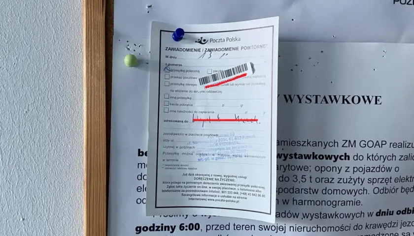 Awizo pocztowe informuje o przesyłce. Masz 14 dni na odbiór awizo.