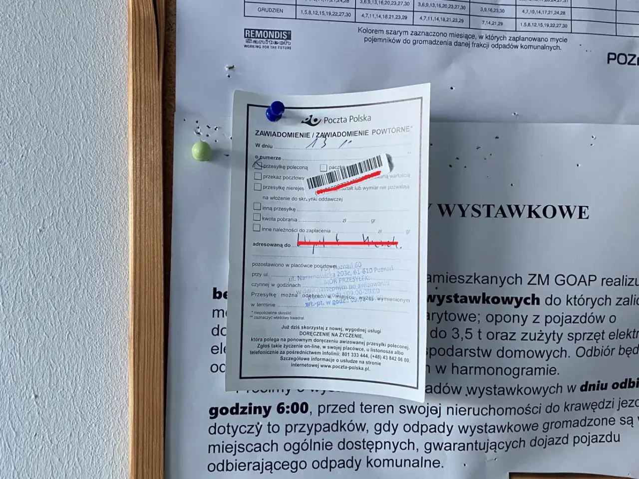 Awizo pocztowe informuje o przesyłce. Masz 14 dni na odbiór awizo.