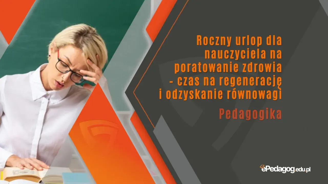 Zmęczona nauczycielka z bólem głowy. Roczny urlop dla poratowania zdrowia to czas na regenerację i odzyskanie równowagi. Pedagogika.