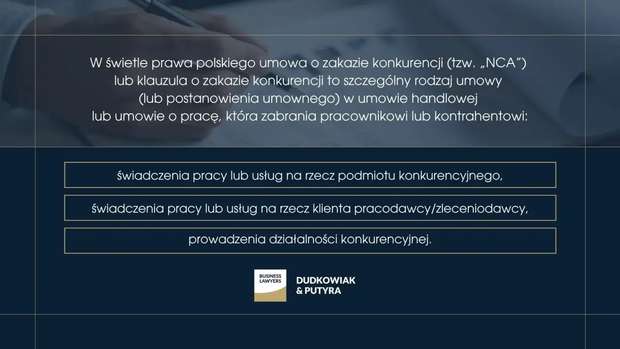 Umowa o zakazie konkurencji to klauzula prawna chroniąca firmę przed działaniami byłych pracownik&oacute;w lub kontrahent&oacute;w na rynku.