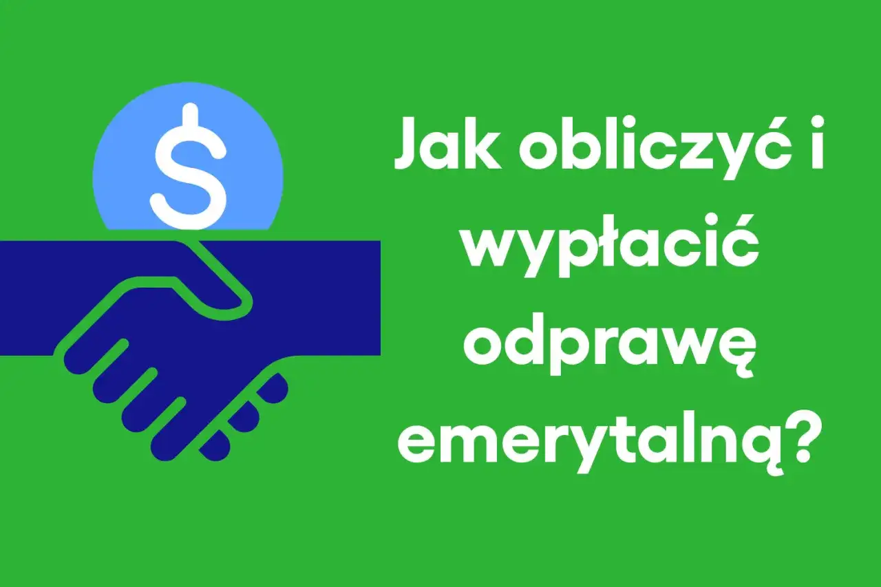 Dowiedz się, ile wynosi odprawa emerytalna i jak ją obliczyć. Ilustracja przedstawia uścisk dłoni i symbol dolara.
